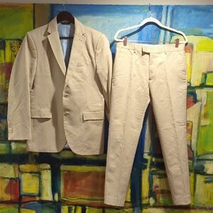 Banana Republic Tailored Slim Fit Tan Suit 32/30 Pants 40R Jacket